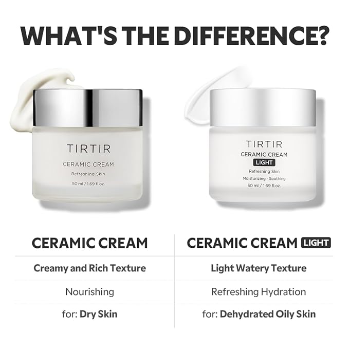 TIRTIR Natural Ceramide Cream | Deep moisturizer for Glass Skin, Polyglutamic acid, Centella Asiatica Extract, Skin barrier, Lightweight, Mild, Nature derived ingredients, Dry skin, Korean skincare