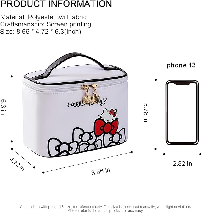 AmBealla Makeup Bag Large Waterproof Cosmetic Bags with Makeup Brush Holder,Cute Printed Makeup Organizer for Women Traveling,Portable Toiletry Bag for Girls