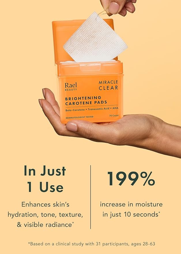 Rael Toner Pads, Cotton Pad for Face – Dual Textured, Exfoliating and Soothing with Carotene, Niacinamide, Hyaluronic Acid, Hydrating, Korean Skin Care (70 Count)