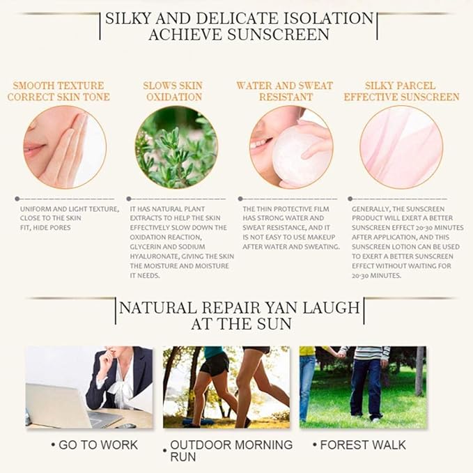 DISAAR BEAUTY Sunscreen SPF 50 PA+++ SPF 50+ Foundation Face Cream Body Skin Protection Anti-Aging Oil Control Moisturizing Care Removes Peeling 40g / 1.41oz