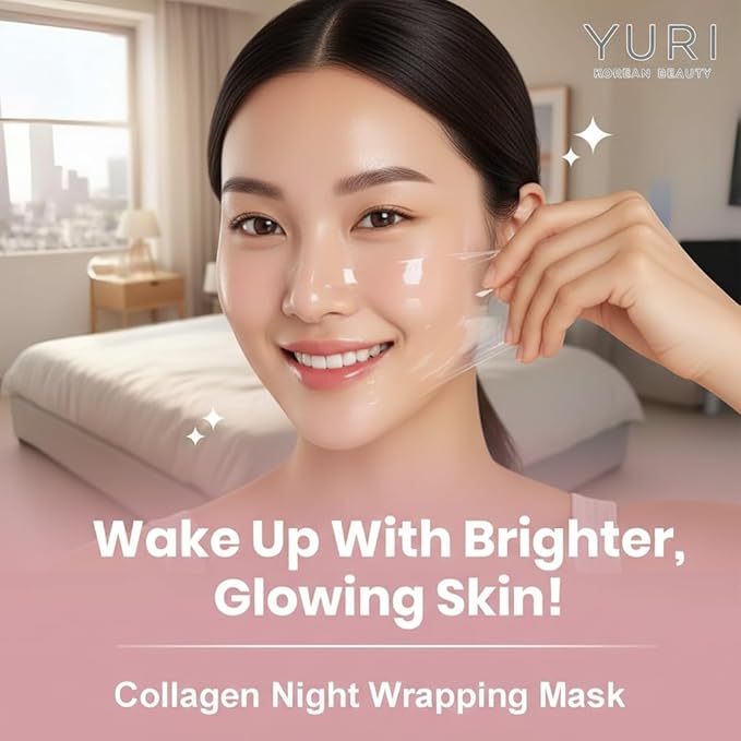 YURI Collagen Night Wrapping Mask,YURI Collagen Mask,Easy Peel Off Facial Mask Skin Care night mask，Hydrating Face Mask is the Ideal Gifts for Women and Teen Girls!2.54 fl.oz (1 pcs)