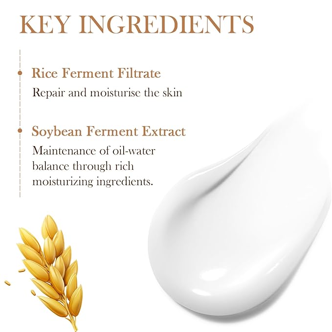 IREV Rice Moisturizing Cream, Hydrating Face Moisturizer For Dry, Combination Skin, Daily Face Cream, Targets Dryness, Strengthens Skin Barrier, Lightweight, Fast Absorbing 1.76oz 50g