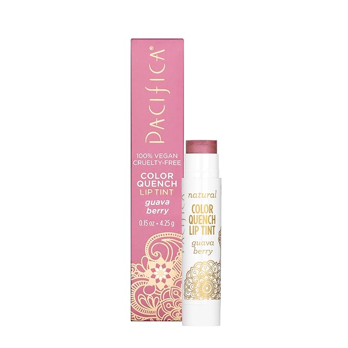 Pacifica Beauty Color Quench Natural Lip Tint, Guava Berry, Vegan & Cruelty Free, 0.15 Ounce