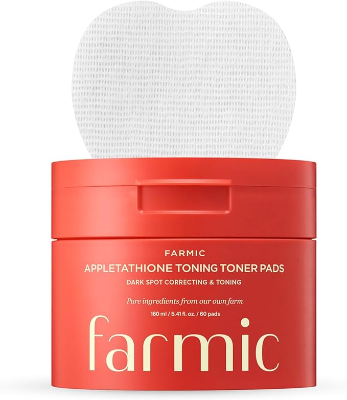 Appletathione Toning Toner Pads for Dark Spots & Uneven Tone Refinement with Apple+Glutathione, Niacinamide, LHA & PHA, 160ml/5.41fl.oz./60 Pads