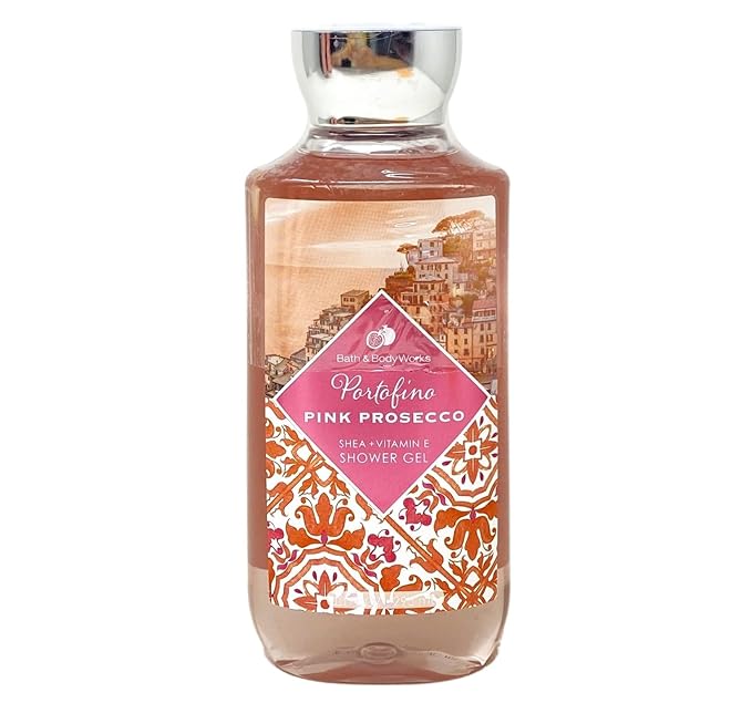 Bath & Body Works Portofino Pink Prosecco Fragrance Mist and Shower Gel Duo Set with a Himalayan Salts Springs Bar Soap - Full Size