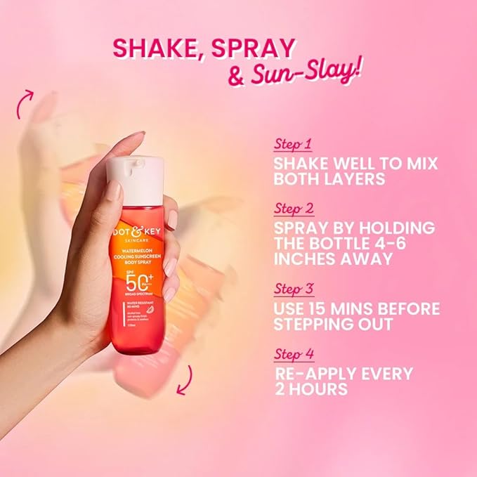 Dott & Keyy Watermelon Cooling Sunscreen Body Spray, SPF 50+ PA+++, 110 ml