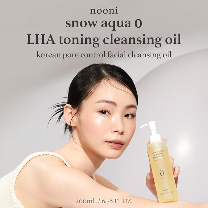 NOONI Facial Toner Pads - Glycolic Acid Pads 80 EA + Facial Cleanser - Snow Aqua 0 LHA Toning Cleansing Oil, 6.76 Fl Oz (200 ml) Bundle