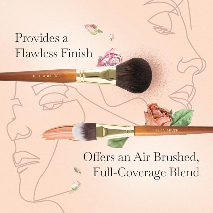 Fuller Brush Cosmetic Brush Set with Case – 7-Piece Makeup Brush Collection for Face & Eyes – Includes Powder, Foundation, Blush, Concealer, Eyeliner, Fan & Blending Brushes – Synthetic Bristles