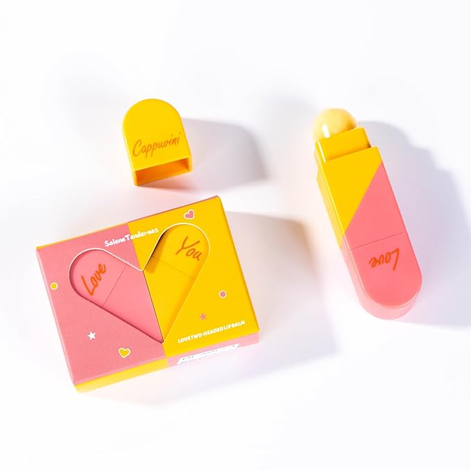 Valentine's Day 2pc Heart Shaped Dual-use Deformable Lip Balm Stick - Honey,One end is colorless, while the other end is pink used as makeup, lipstick Keep Lips Moisturized, Gifts