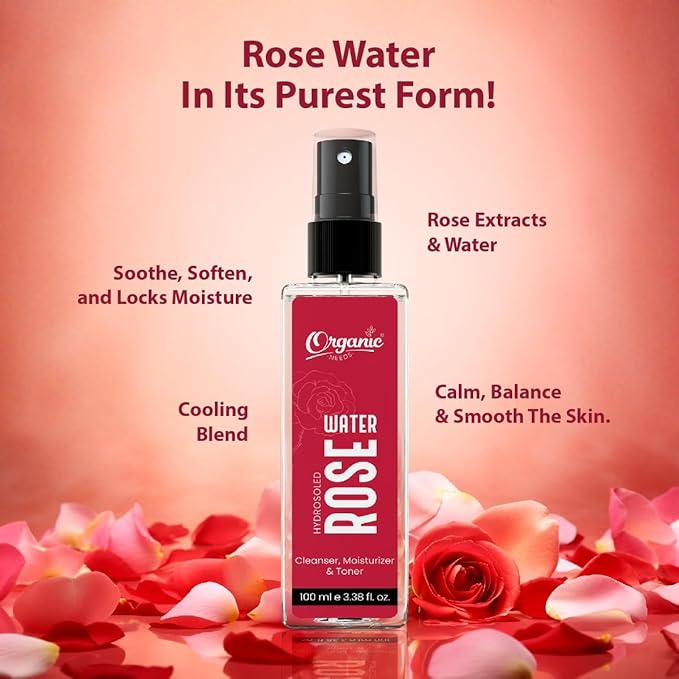 Organic-Need Rose Water – 100ml | Steam Distilled Gulab Jal | Natural Facial Mist & Skin Toner | for All Skin Types | Gentle Hydration & Refreshing Spray