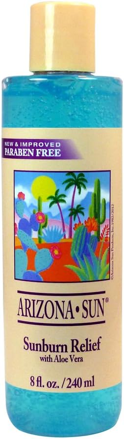 Arizona Sun Sunburn Relief with Aloe Vera – 8 oz – Relieves Cuts – Insect Bites – Scrapes – Abrasions – Minor Burns Itchy Skin – Healing – Soothing - Moisturizing – Peeling Relief