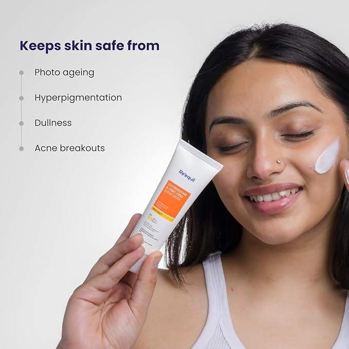 Requil's Oxybenzone, OMC Free Sunscreen for Oily, Sensitive, Acne Prone Skin, SPF 50 PA+++, No White Cast, 50g, Pack of 2