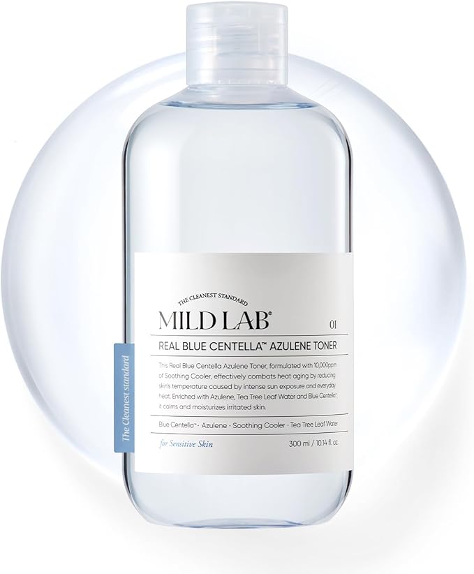 Real Blue Centella Azulene Toner | Calming & Hydrating Facial Toner for Oliy & Sensitive Skin with Azulene, Centella | Korean Skin Care (300 ml/10.14 fl.oz.)