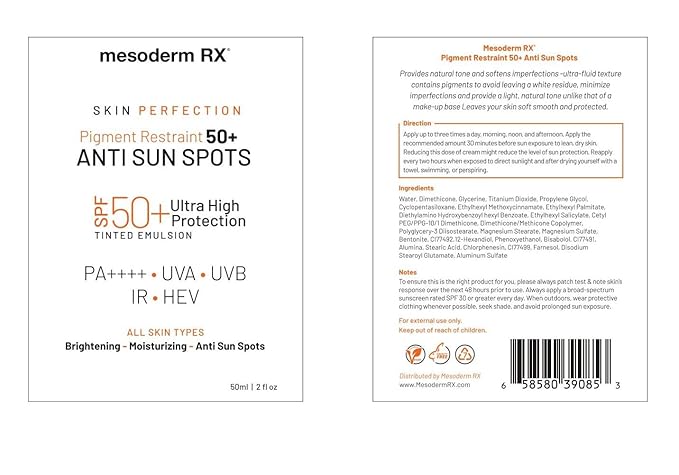 Pigment Restraint Anti Sun Spots Ultra High Protection Pigment Control-Protects Skin against Blue Light UVB, UVA, HEV, IR-Facial Sunblock, 50ml