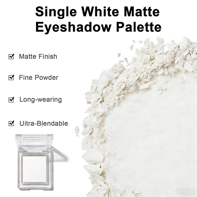 Matte White Single Eye Shadow Palette Makeup, Neutral Powde Eye Shadow for Women, Eye Brightener Eye Shadow Primers, Monochrome Natural High Pigment Mini Eyeshadow, sombras para ojos