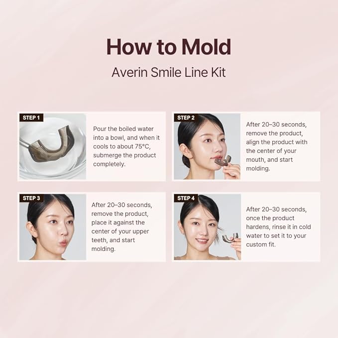 Averin Smile Line Care Kit - Korean Facial Tool with UV Storage Case | Custom-Fit Moldable Mouthpiece | Daily 10-Minute K-Beauty Routine for Facial Contour & Smoothing