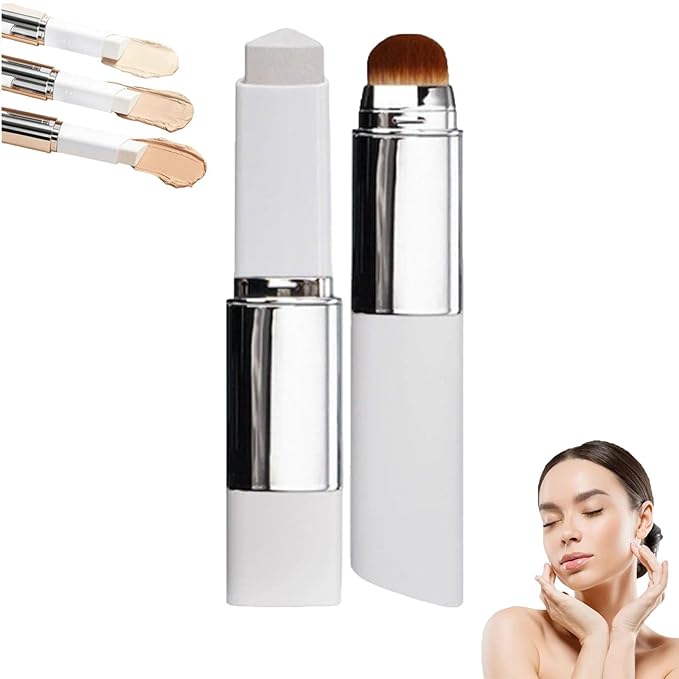 Tryskintle 2 in 1 Color-Changing Foundation Stick with Brush, Korean Color-Changing Foundation Stick, 2 in 1 Foundation Sticks with Brush (Natural)