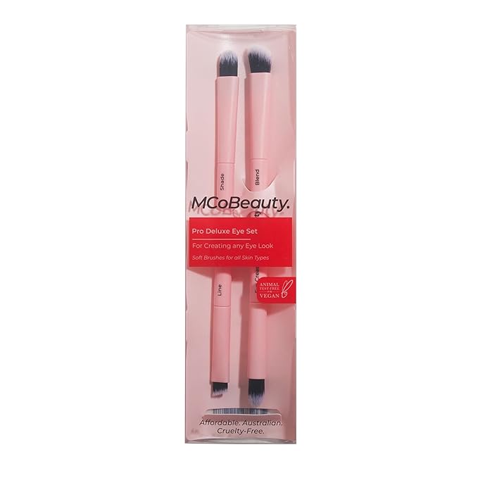 MCoBeauty - Pro Deluxe Eye Set - 4-Piece Professional Eyeshadow Brush Collection for Blending, Lining, Defining & Contouring - Stocking Stuffers, Brochas para Maquillaje, Makeup Brush Set