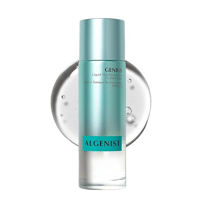 Algenist Genius Liquid Skin Resurfacing Face Toner - Gentle 2% BHA Liquid Exfoliant with Salicylic Acid & Collagen - Minimizes Pores, Firms & Smooths Fine Lines - Vegan Anti Aging Skin Care (3.4 oz)