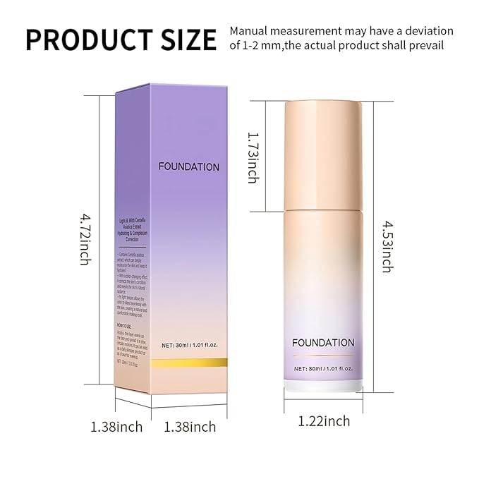 Color Changing Foundation, Color Correcting CC Cream with Centella, Even Red Skin Tone, Lightweight Non-Greasy, Hydrating, Sheer Coverage, Multiuse Face Concealer with Natural Finish(Purple)