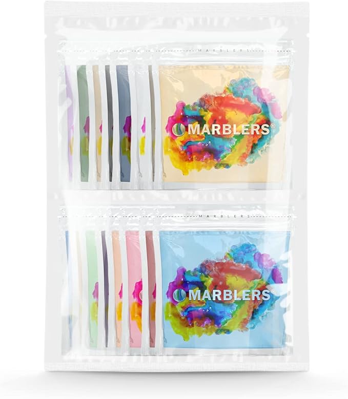 MARBLERS Mica Powder Colorant Set [Prime 16 Color Set] |Cosmetic Grade | Epoxy Resin Pigment | Dye | Non-Toxic, Vegan, Cruelty-Free | Lip Gloss, Nails, Body Butter, Bath Bomb, Candle & Soap Making