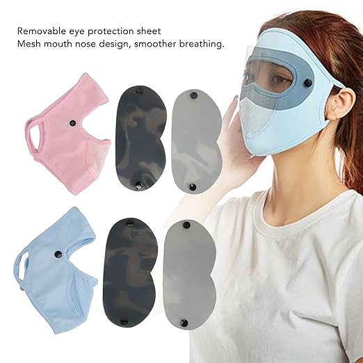 4 Pcs Full Face, Womens Sunscreen Face Veil, Tinted Moisturizers Multifunctional Ice Silk Face Veil Full Face for Hiking Tinted Moisturizers