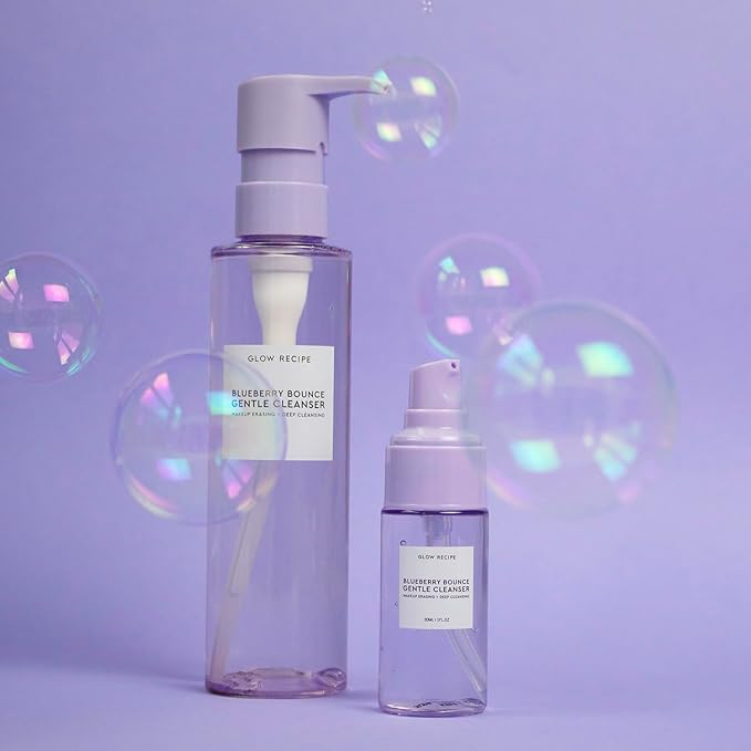 Glow Recipe Watermelon Glow Niacinamide Dew Drops Brightening Serum (40 ml) + PHA + BHA Face Toner (40 ml) + Blueberry Bounce 3-in-1 Foaming Double Cleanser, Makeup Remover & Clarifying Mask (30 ml)
