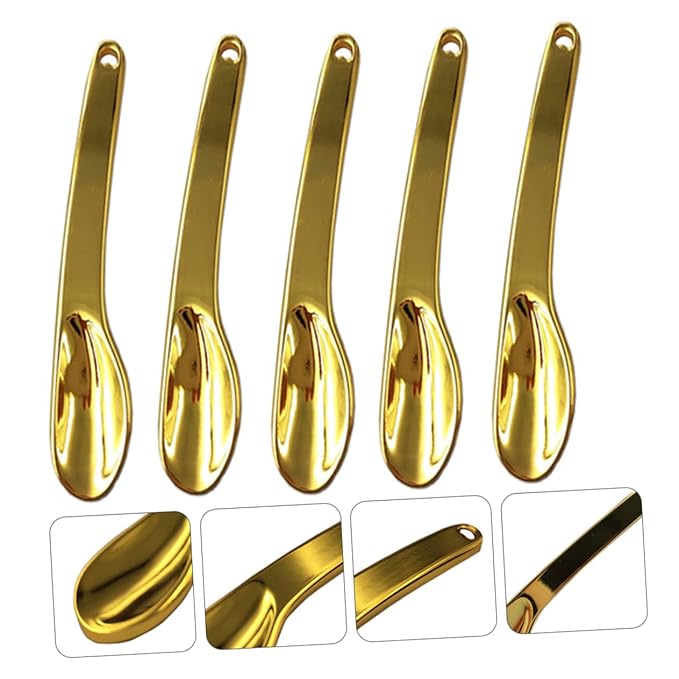 HEALLILY 5pcs Makeup Supply Zinc Alloy Face Cream Eye Cream Spoon for Skincare Golden Facial Mask Scoop Travel-friendly Design