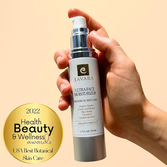 Organic Face Moisturizer Cream with Collagen Peptides, Hyaluronic Acid, Shea Butter and Jojoba Oil, Moisturizing Face Lotion For Women And Men, Award Winning & Paraben Free
