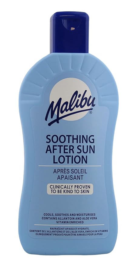 Malibu After Sun Lotion 13.5 fl oz – Cooling Aloe Vera & Vitamin E Moisturizer for Sunburn Relief, Hydrating Post Sun Care for Face & Body, Fast-Absorbing, Made in UK