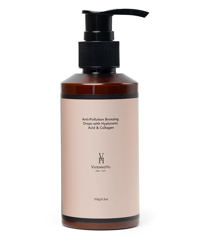VivienneHu Bronzing Drops, 150g/5.3oz, with Hyaluronic Acid & Collagen, Vegan & Cruelty-Free, Liquid Bronzer, Creates A Sun-Kissed Glow, Pure Gold, Clean Clinical Skincare, Dermatologist-Tested