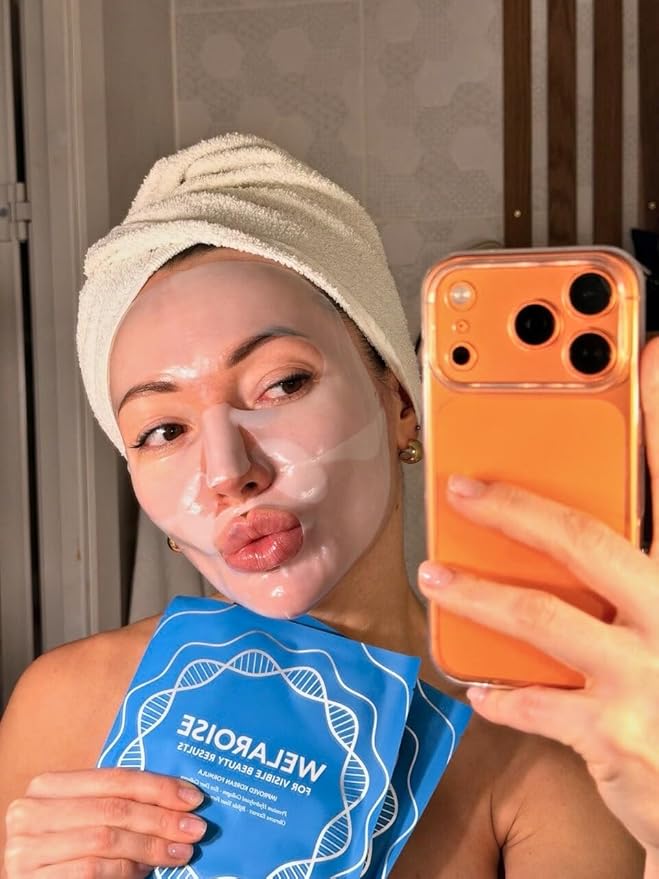 Welaroise Bio Protein Collagen Hydrogel Deep Face Mask +35% More Collagen, Intense Hydration & Moisturization, Firming, Anti-Aging, Skin Renewal, Korean Skincare (Pack of 5)