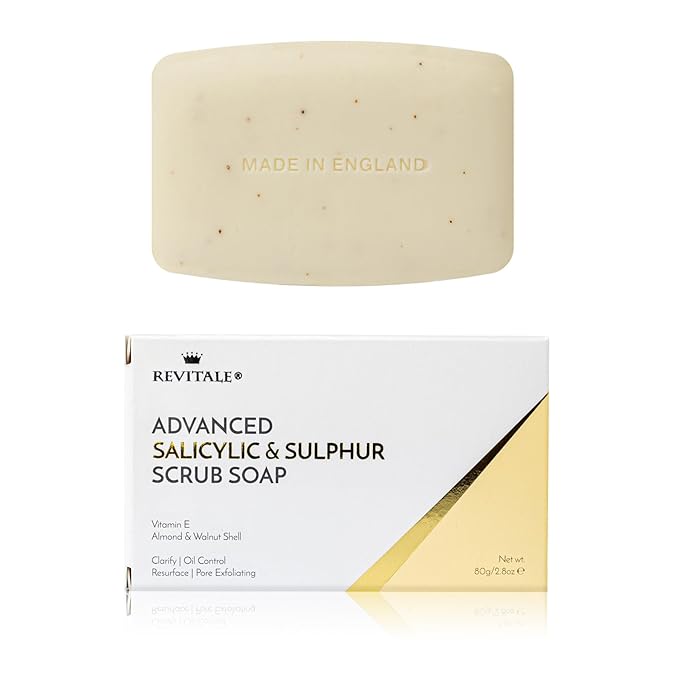 REVITALE Advanced BHA Salicylic Acid & Sulphur Scrub Soap – Clarifying Exfoliating Bar