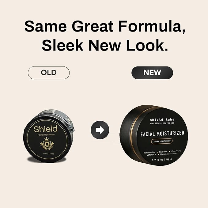 Shield Facial Moisturizer for Men and Boys, Lightweight Hydration Cream for Oily or Sensitive Skin, 1.7 oz, Pack of 1