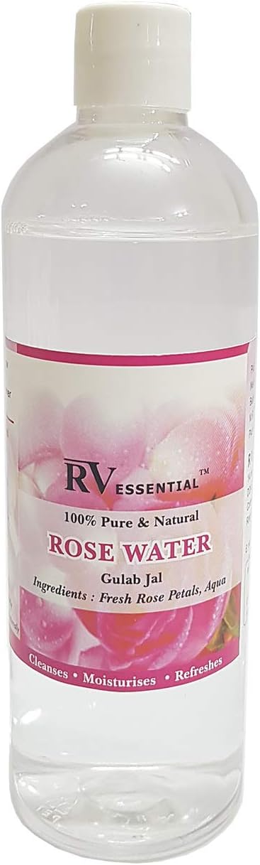 R V Essential Rose Water | Gulab Jal | Rejuvenates Skin | Great Face Cleanser, Hydrating Face Toner, Moisturizing, Room Freshener, Body Spray, Bath, Soap Making | 100% Pure Natural | 200ml | 6.76oz