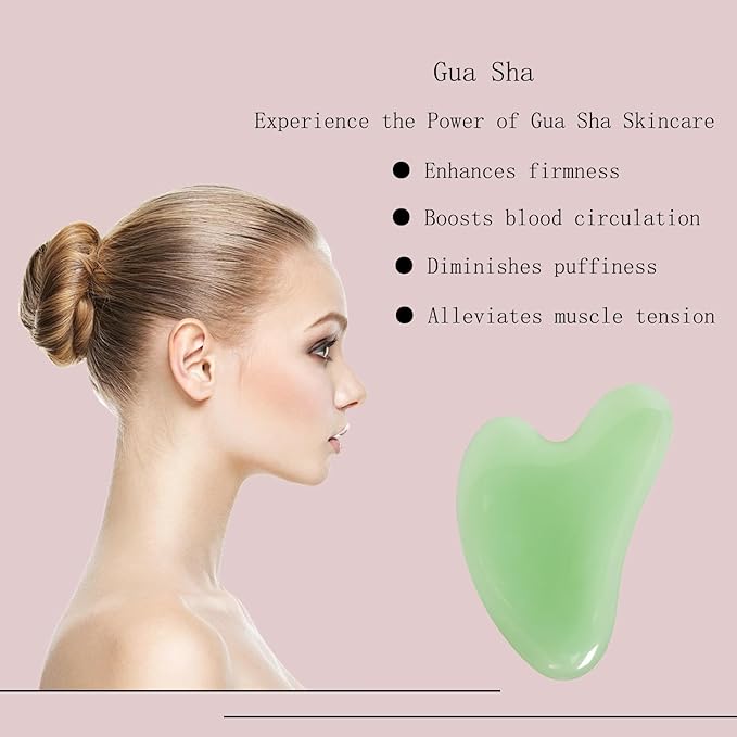 Gua Sha Jade Stone Gua Sha Massage Tool, Guasha Tool for Face and Body Skin Massage. Tools for SPA Acupuncture, Pink Stone for Body Face Neck and Eye, Skin Care Gift for Woman