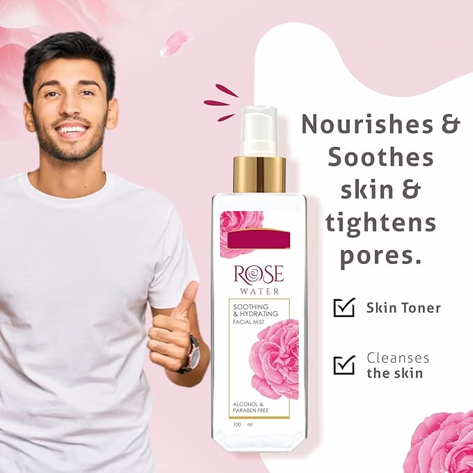 TV Pure & Natural Rose Water Spray for Face(Pack of 2)-100ml,Face Mist for Glowing Skin|Gulab Jal for Skin|Face Toner|Makeup Remover|Alcohol & Paraben Free| Tighten The Open Pores-for Men & Women