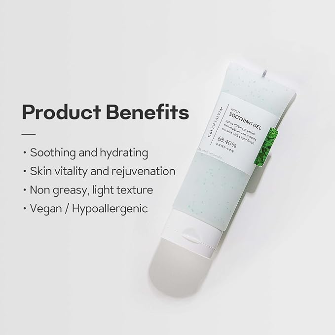 Green Salvia Multi Soothing Gel Moisturizer, Treatment Toner, and Calming Ampoule - Korean Vegan Skincare Bundle for Soothing and Cooling for Sensitive Skin