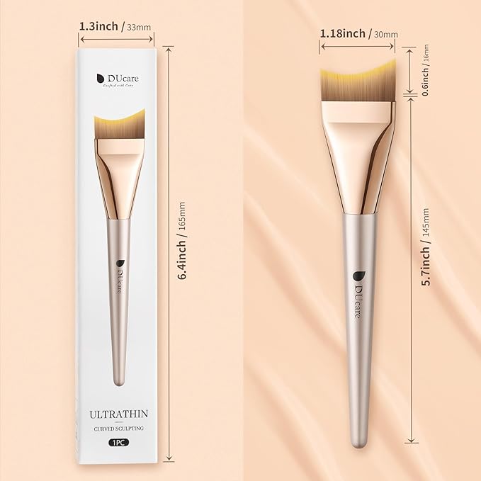 DUcare Flat Foundation Brush,Korean Makeup Brush Liquid Fish Tail Thin Makeup Face Brush for Blending, Cream,Foundation Brushes Makeup Tool for Seamless Application
