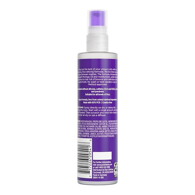 John Frieda Dream Curls Wave Revitalizing Spray, Light Moringa Oil Spray for Wavy Hair, Curly Girl Method Approved, Anti Frizz Curl Defining Spray, 5 Oz