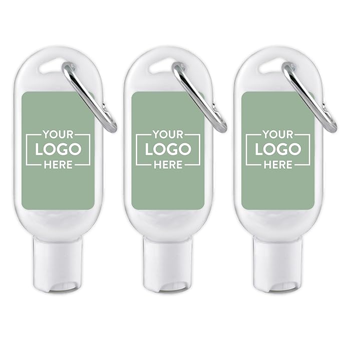 Promotional Sunscreen SPF 30 with Carabiner, Custom Sunscreen - Promotional Product/Bulk with Your Logo/Customized - 12 Quantity