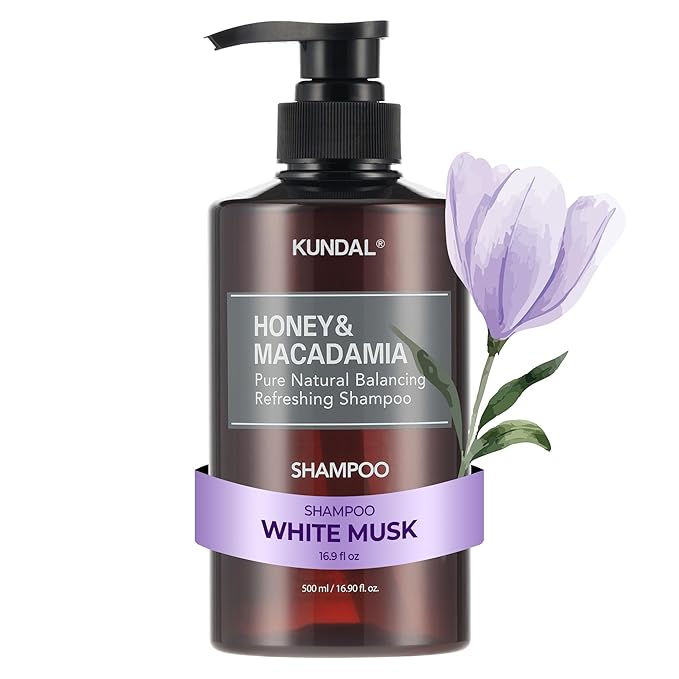 KUNDAL Honey & Macadamia Natural Shampoo [White Musk] Korean Hair Care Shampoo Damage Repair Strengthen, Nourish, with Argan Oil, Free Paraben & Sulfate 16.9 fl oz