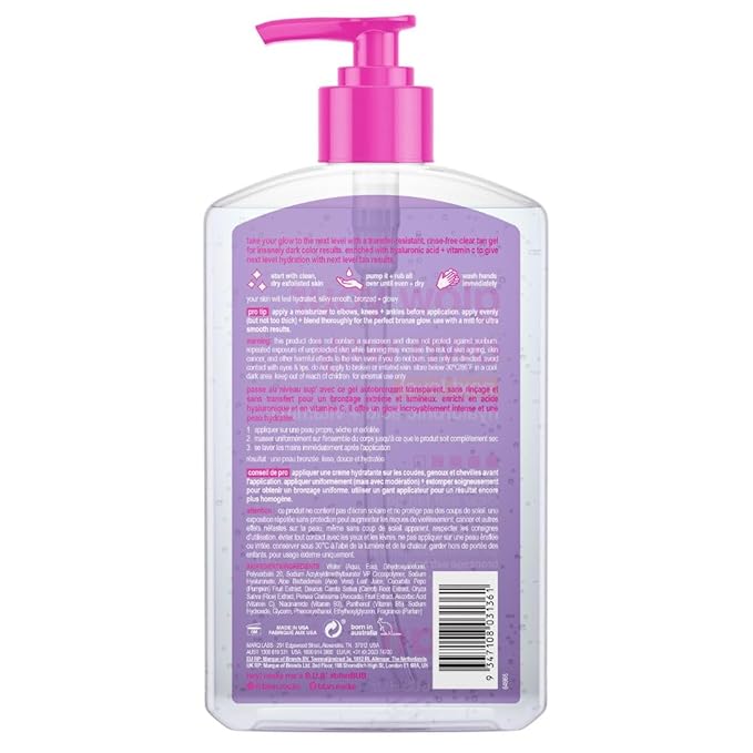 b.tan Insanely Dark Clear Self Tan Gel | Glow Your Own Way Next Level - Best, Transfer-Resistant Sunless Tanning Lotion, Ultra Quick Bronze, No Fake Tanner Smell, 16 Fl Oz