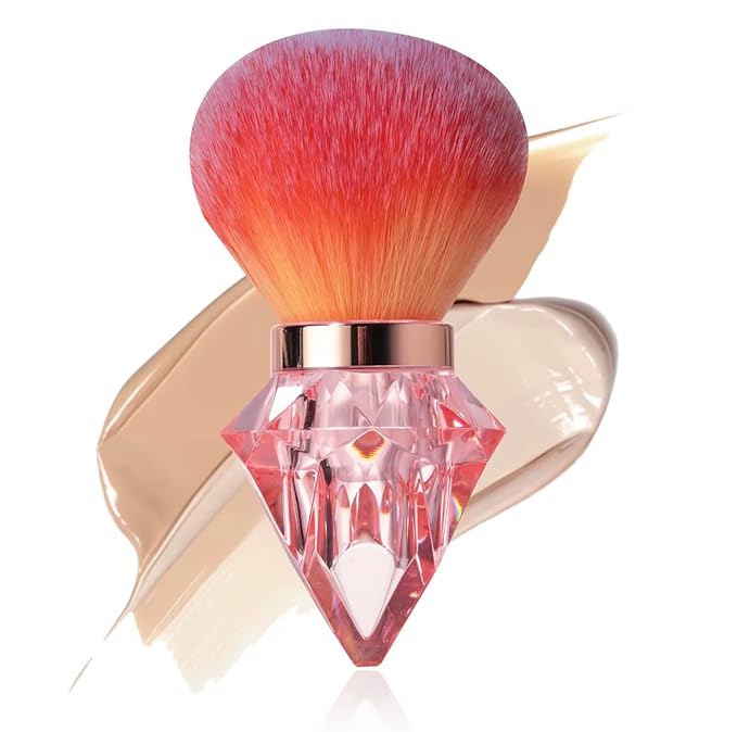 AKINA Large Make up Brush Comes With FREE TRAVEL CASE. Powder Brush Durable Kabuki Make up Brush. Flawless Powder Buffing. Perfect For Setting make up. Ultra Soft Bristles.(Sunset)