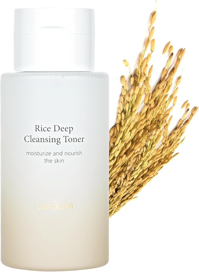 LU'PIUM Rice Deep Cleansing Toner – 81% Rice Bran Water Micellar Formula for Pore Purifying and Hydration with 7 Types of Hyaluronic Acid, Korean No-Rinse Skincare Toner