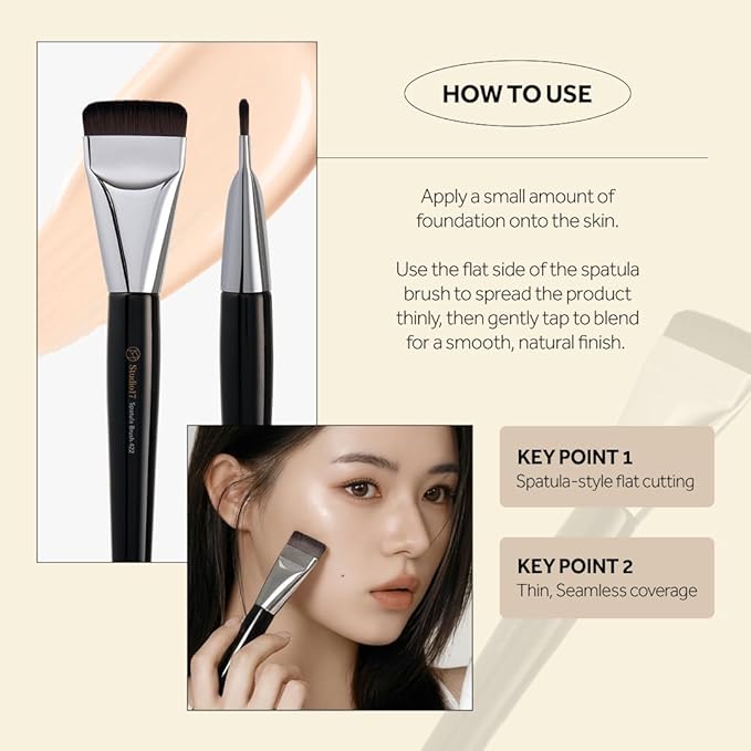 Spatula Foundation Brush 422 | Korean Professional Makeup Tool | Flat Base Makeup Brush for Liquid & Cream Foundation