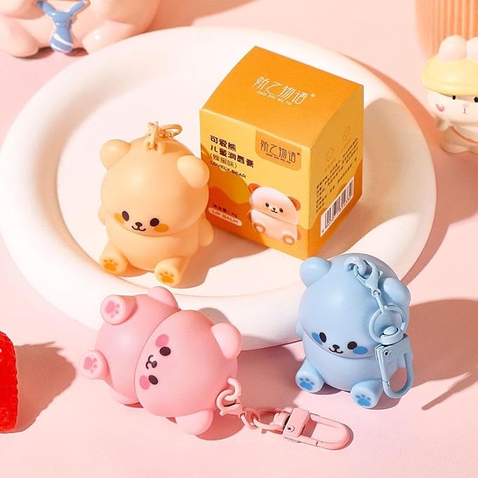 Cute Little Bear Lip Balm for Children,Anti-Dry Anti-Crack Moisturizing Lip Gloss,Natural Ingredients Lipsticks Lip Care Products,Fruit Flavored Lip Stick for Kids (Yellow1)