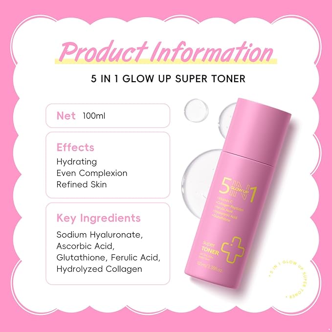 Facial Toner Mist 100ml, Hydrating Essence Water for Face, Gentle Daily Balancing Treatment for Even Texture Pink One Size