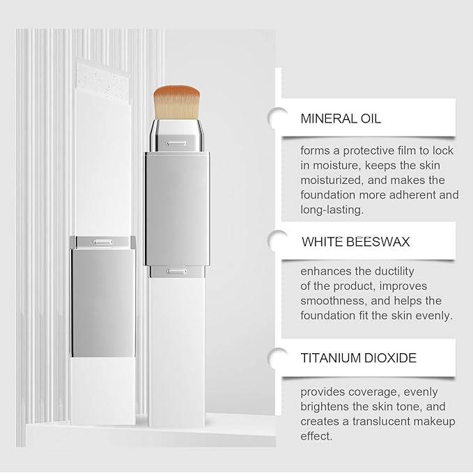 Blanc Cover Cream Stick,Korean Color-Changing Foundation Stick, Full Coverage Base Makeup， Dual-Ended with Detachable Brush for a Flawless Look (Natural)
