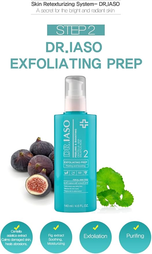 IASO Exfoliating Prep | Multi-Functional Toner, AHAs/BHA Peeling, Add Moisture, Korean Skin Care, 4.73 oz